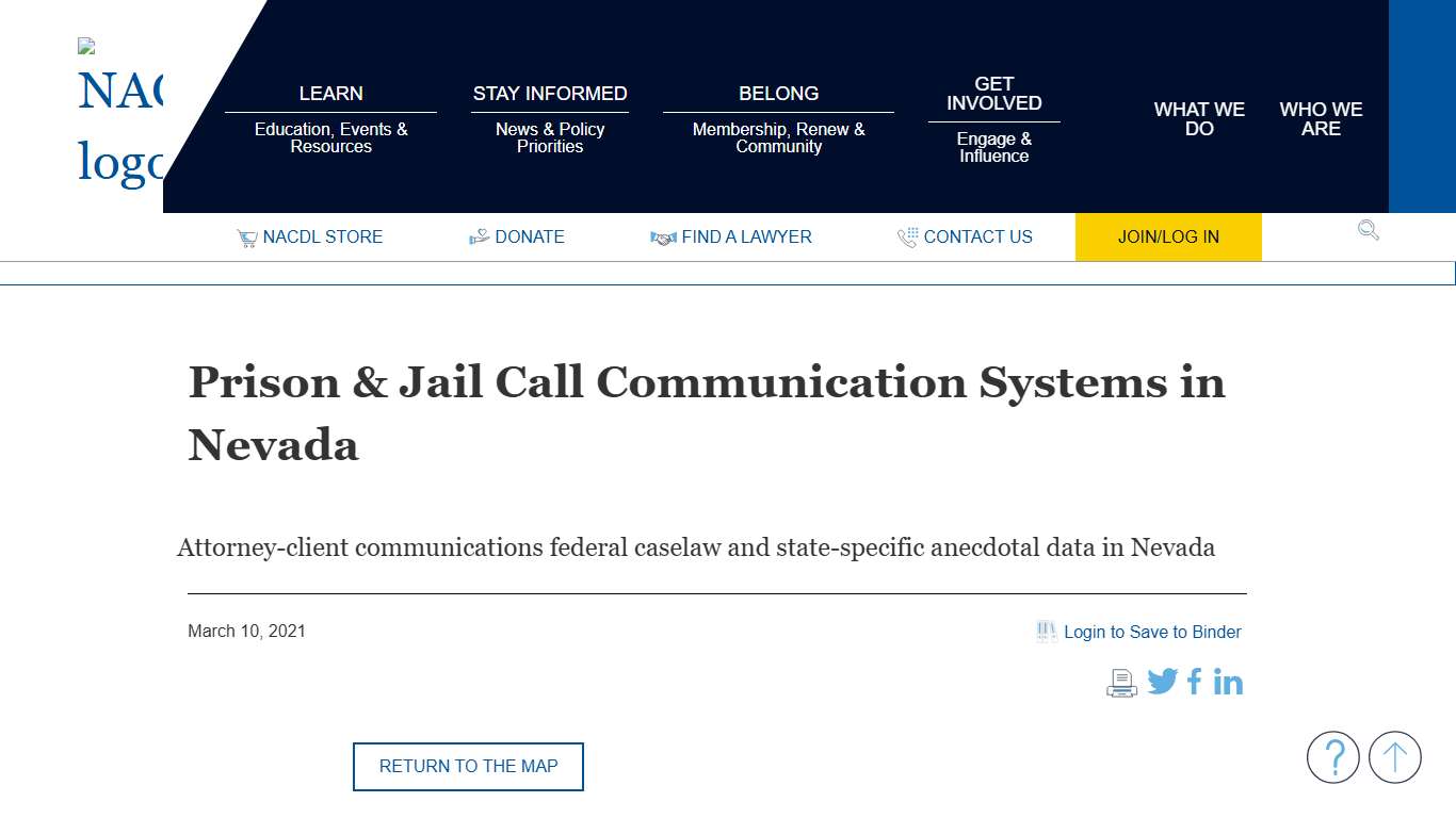 NACDL - Prison & Jail Call Communication Systems in Nevada